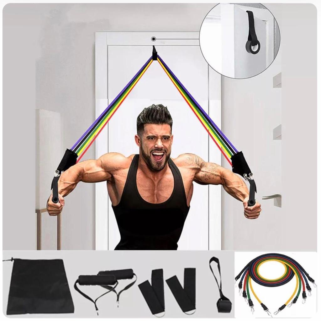 مجموعة أحزمة المقاومة مكونة من 11 قطعة لبناء جسم مثالي اينما كنتم