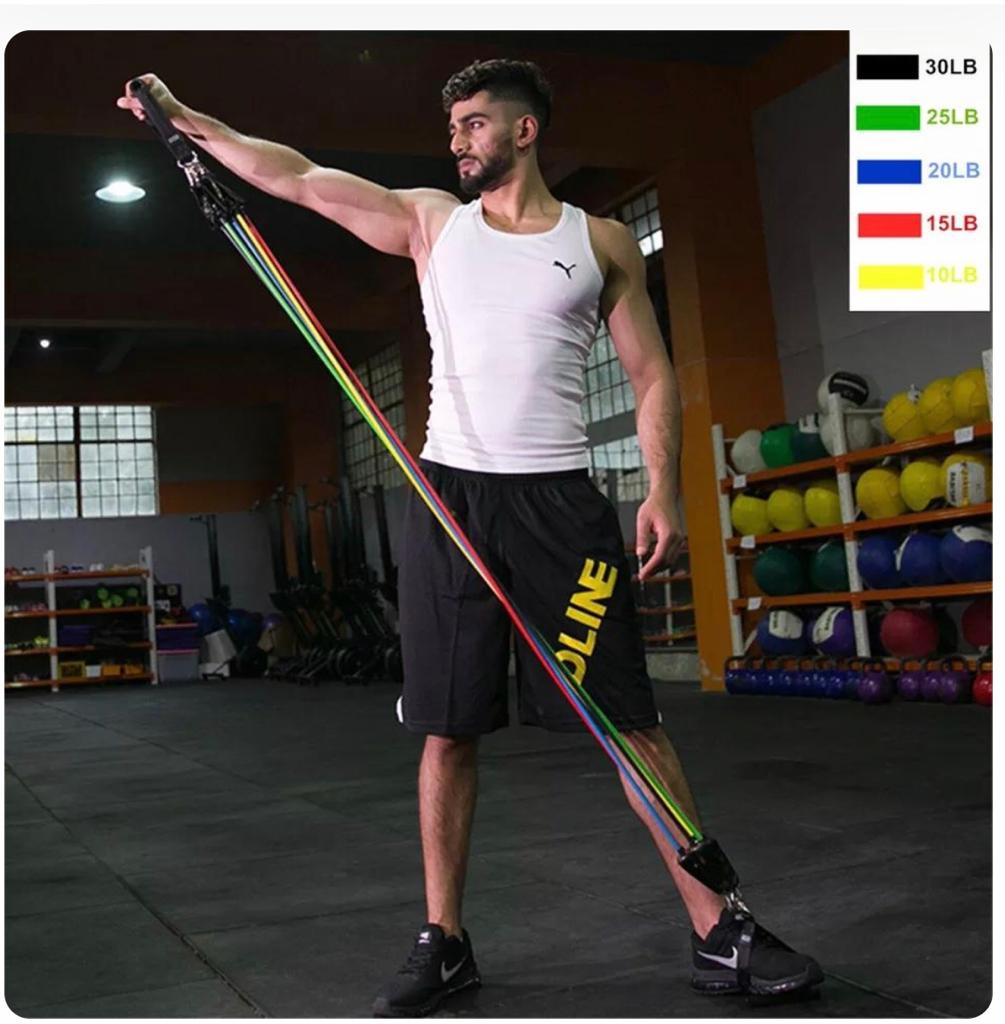 مجموعة أحزمة المقاومة مكونة من 11 قطعة لبناء جسم مثالي اينما كنتم